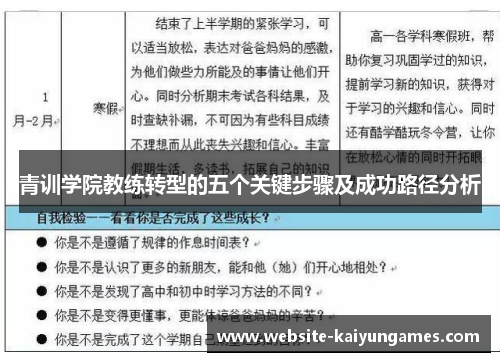 青训学院教练转型的五个关键步骤及成功路径分析